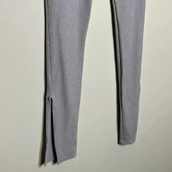 Grey Marl Textured Ribbed Split Hem Leggings - Picture 10 of 14